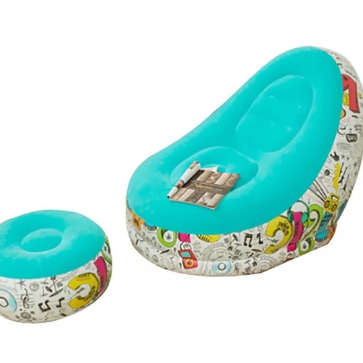 GENERICO - Sofá Inflable Silla Lectura Sillón Ocio Perezoso+reposa Pies Azul