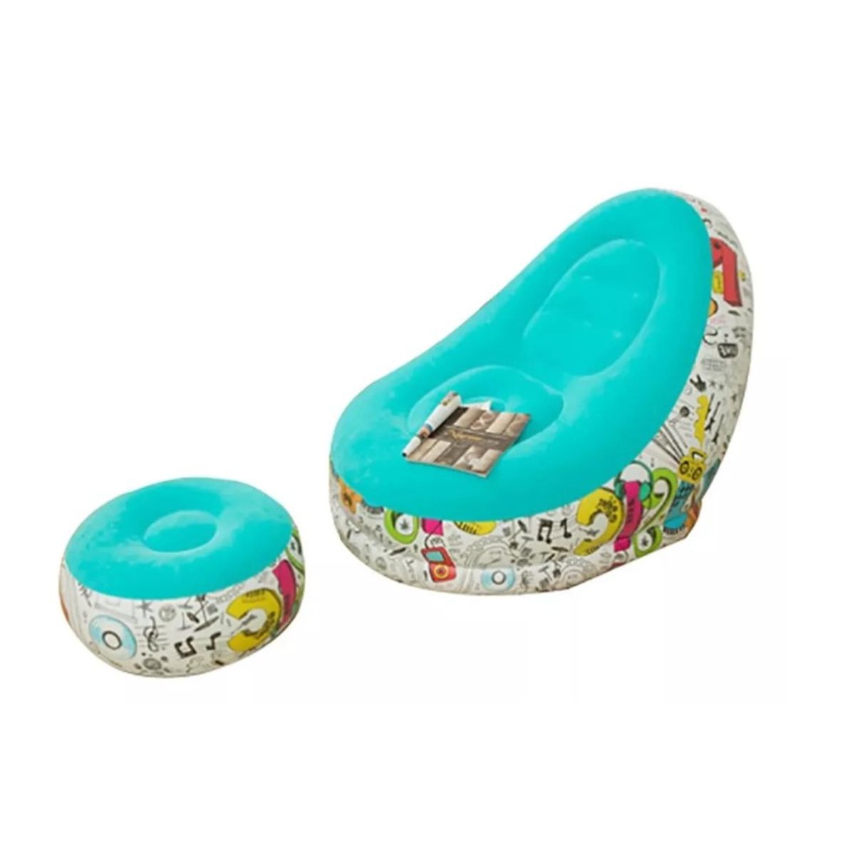 GENERICO - Sofá Inflable Silla Lectura Sillón Ocio Perezoso+reposa Pies Azul