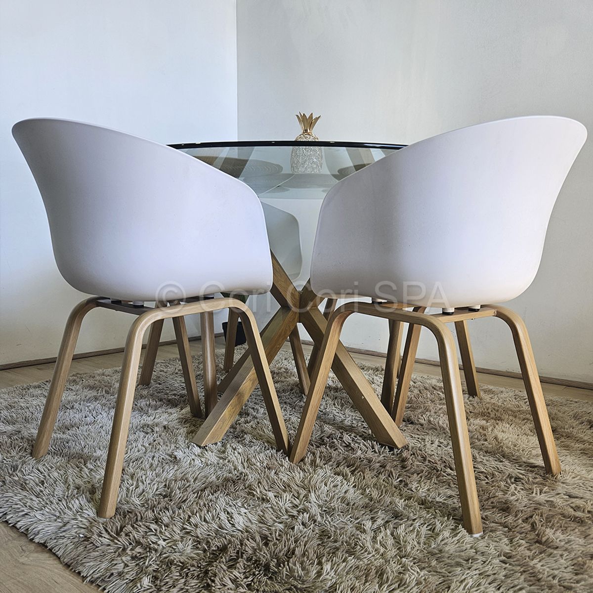 CORI CORI - Juego de Comedor Mesa Warwick 100cm + 4 Sillas Cup Blanco