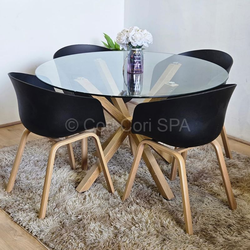 CORI CORI - Comedor Warwick 100cm + 4 Sillas Cup Negro