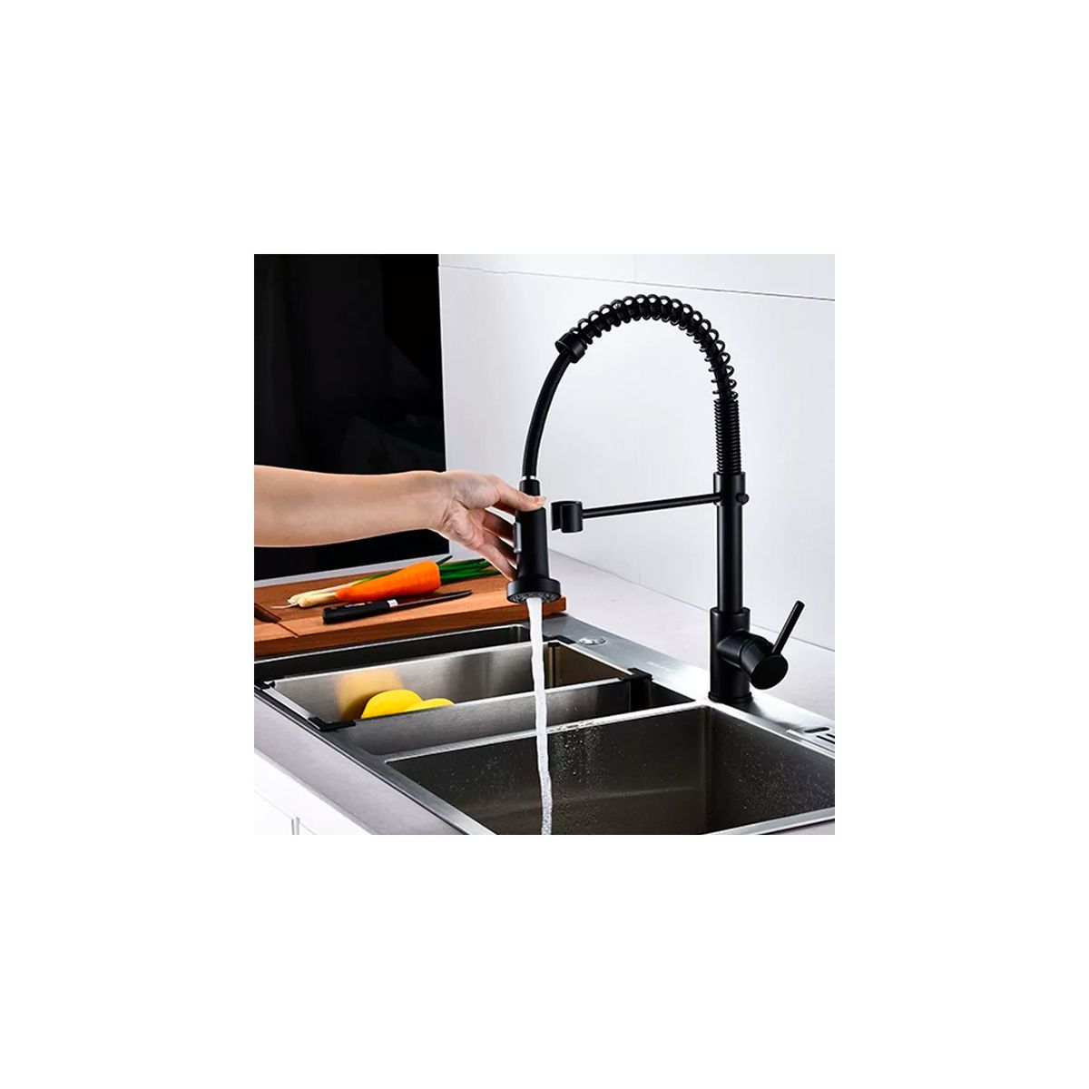 GENERICO - Llave Monomando Lavaplatos Flexible Griferia Cocina-negro