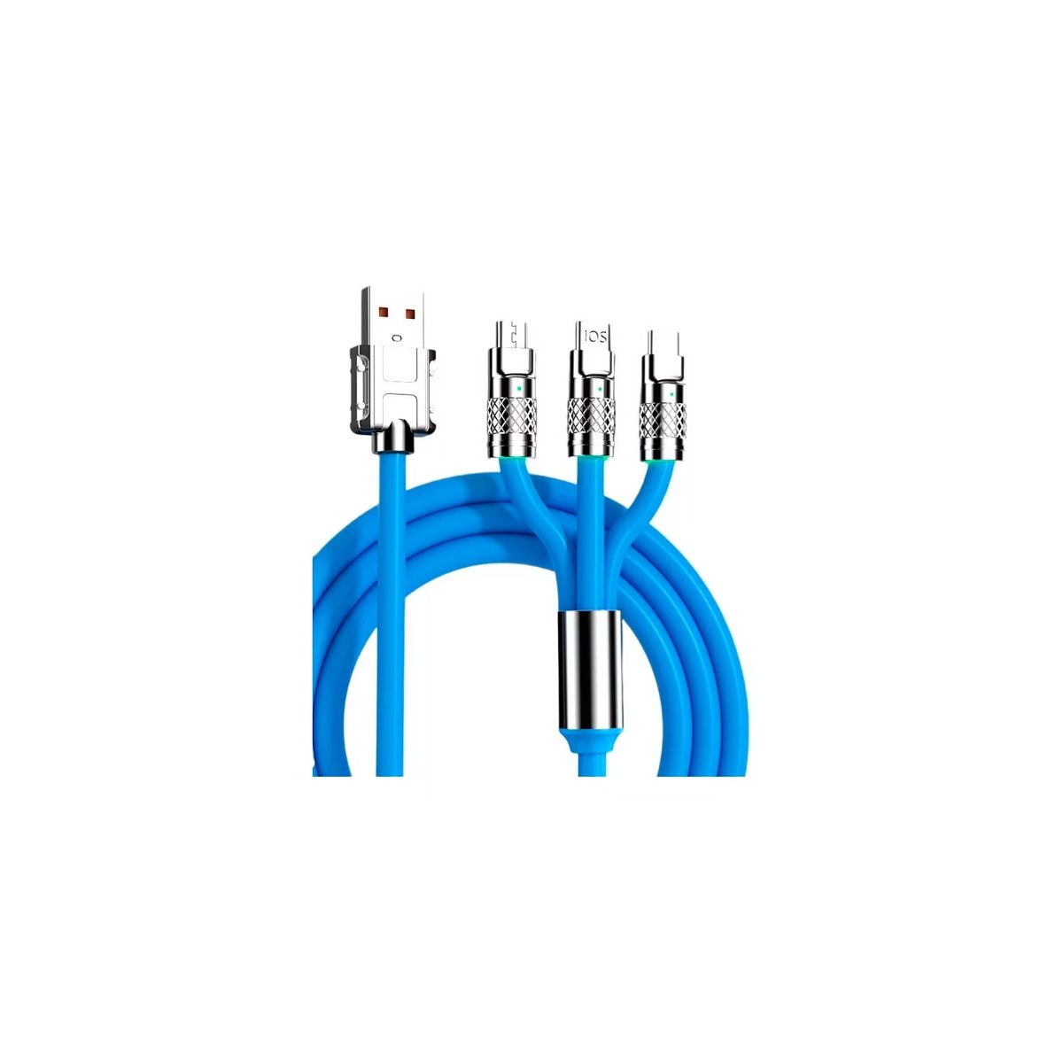 GENERICO - Cable Cargador Usb Reforzado 3 En 1 Para iPhone Micro Tipo-c