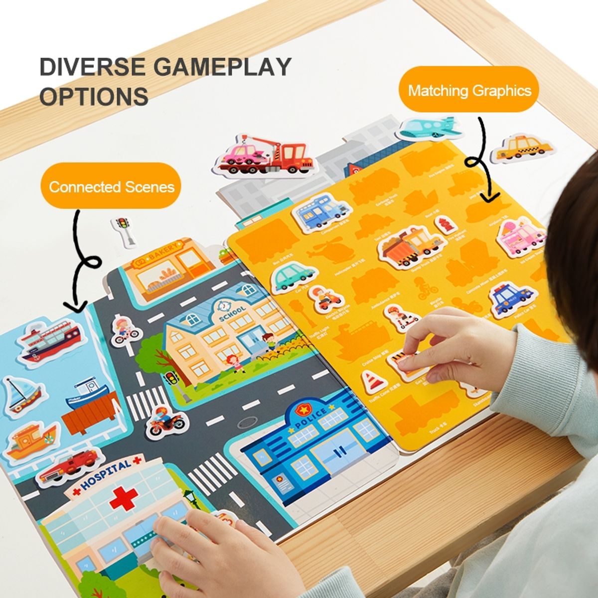 MIDEER - Stickers reutilizables Tráfico bullicioso 30 piezas Mideer