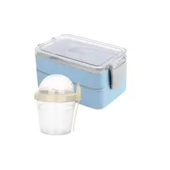 GENERICO - Fiambrera Taper 2 Espacios + Cubiertos + Vaso Yogurt 500ml