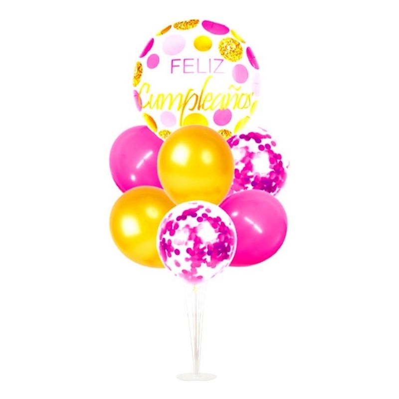 GENERICO - Set De Globos Con Pedestal Decorativo Centro De Mesa Rosado