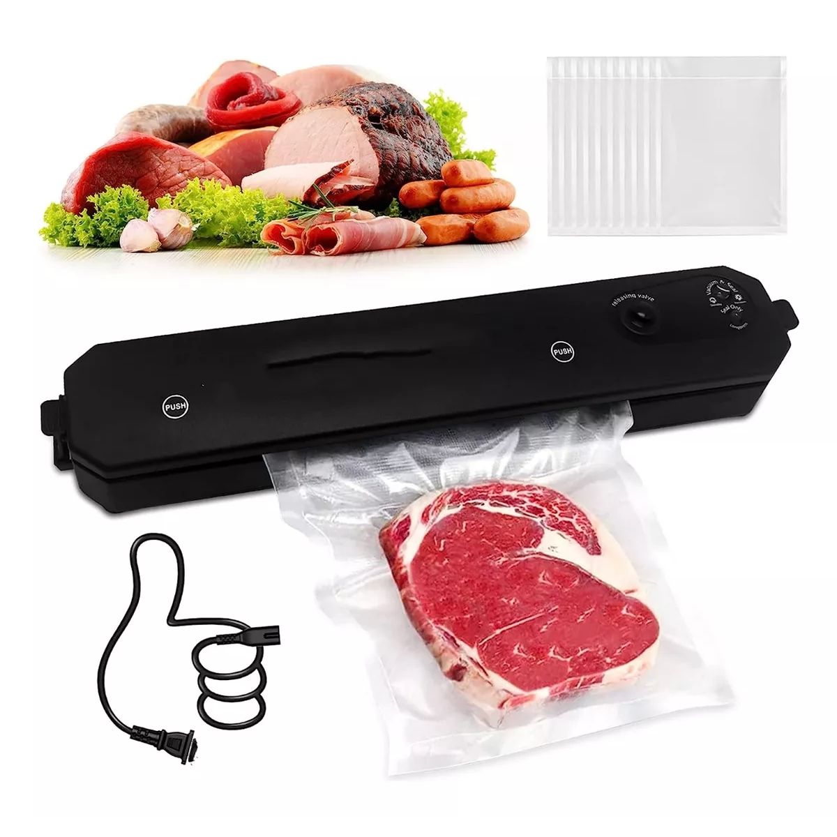 GENERICO - Maquina Selladora Al Vacío Sellar Alimentos + Bolsas Sellado