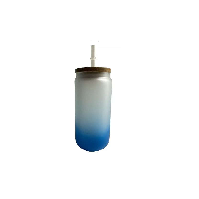 GENERICO - Vasos Glass Sublimación 16oz 500ml Tapa Bambú Y Caja Azul