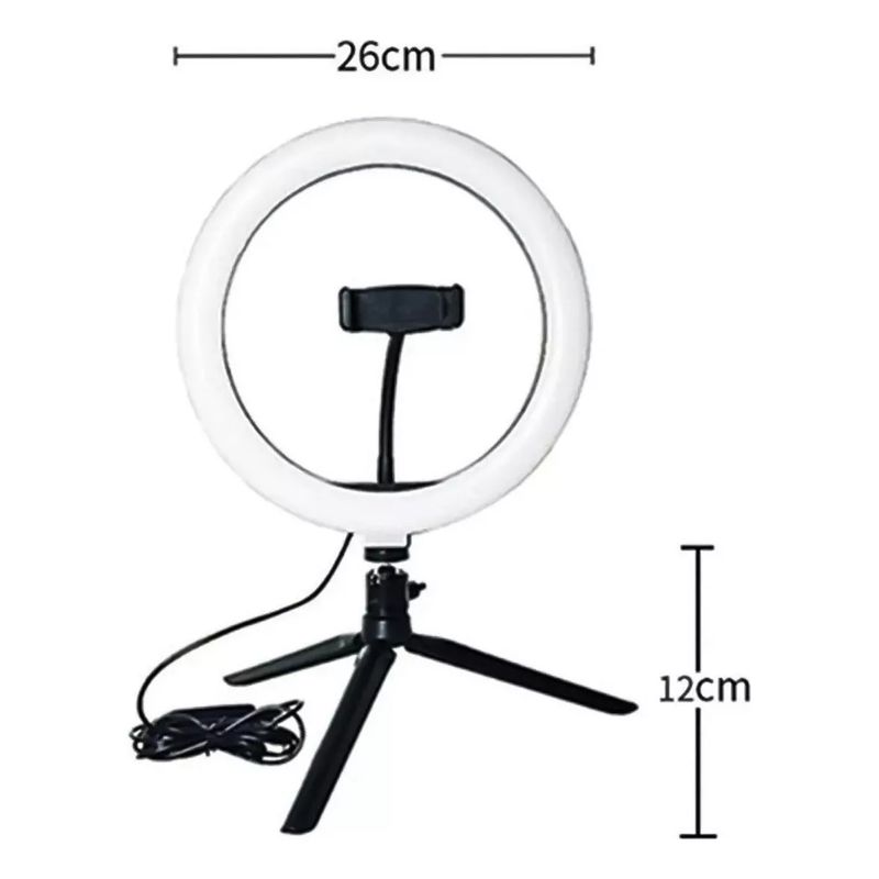 GENERICO - Aro De Luz Led 26cm Con Trípode Extensor Para Mesa Tik Tok