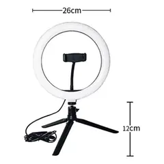 GENERICO - Aro De Luz Led 26cm Con Trípode Extensor Para Mesa Tik Tok