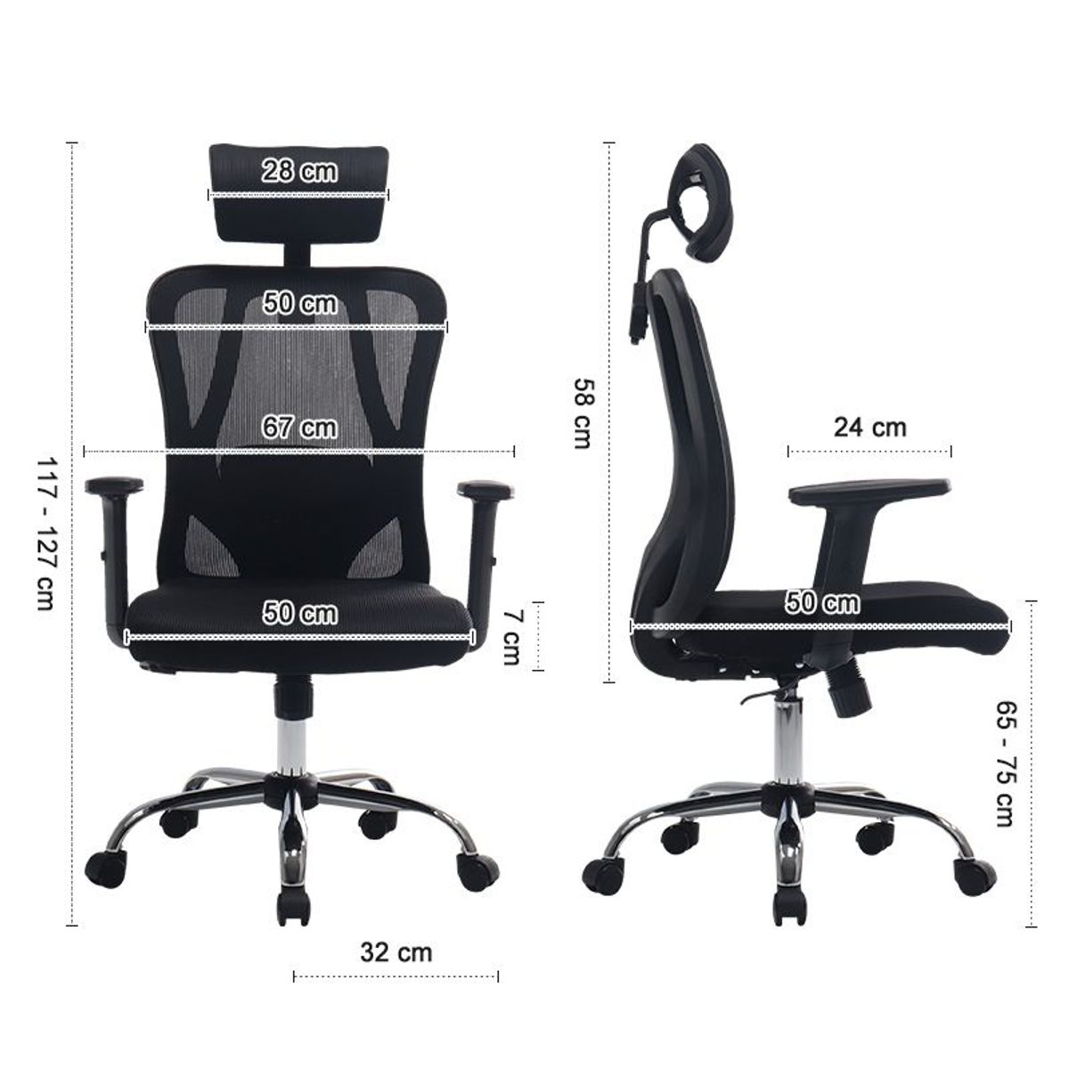 LERNEN - Silla De Oficina Ejecutiva Pro Con Apoya Brazos Ajustables