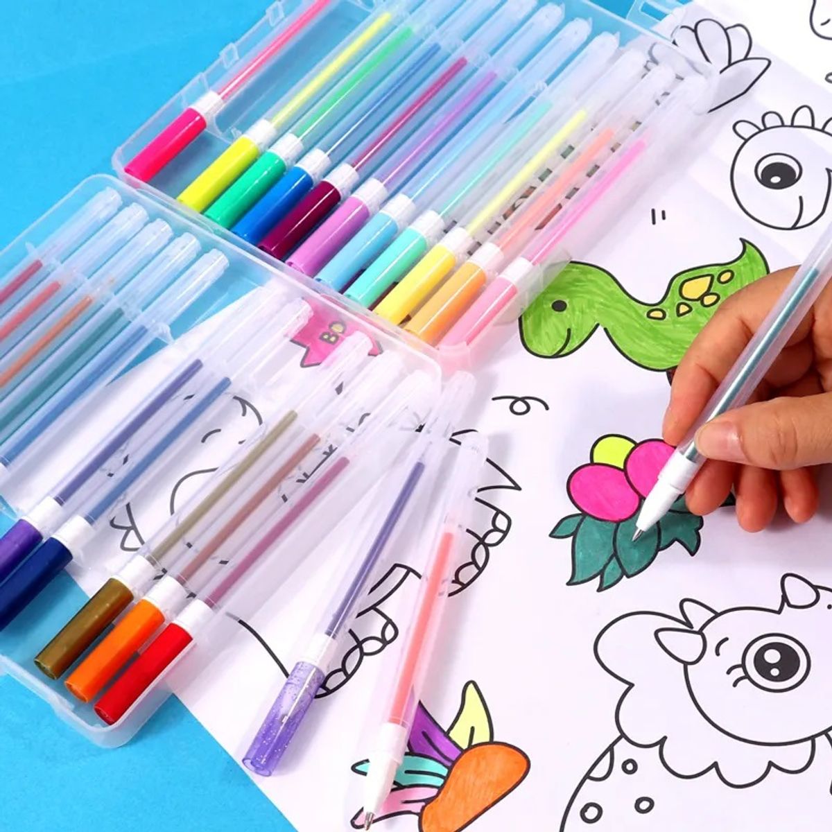 FOSKA - Set 24 Lapiceras gel metal, glitter, neon y pastel