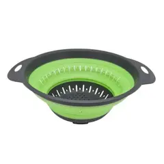 BAZUCA - Colador Plegable Redondo de Silicona para Alimentos - Verde