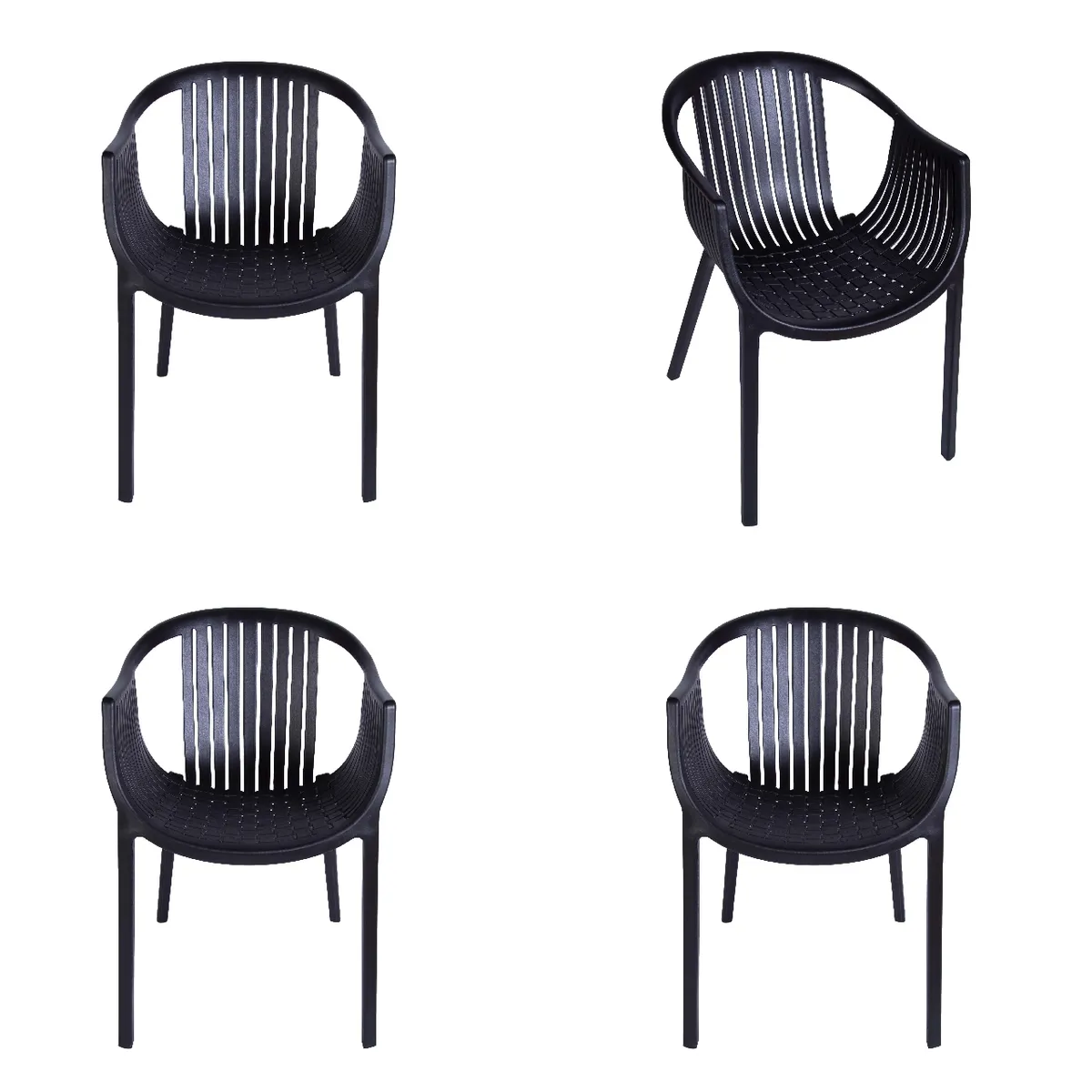 WHITE MARKET - Pack x 4 Sillas de Terraza Negra