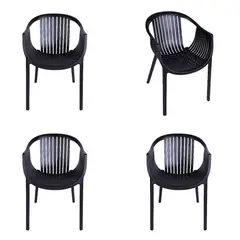 WHITE MARKET - Pack x 4 Sillas de Terraza Negra