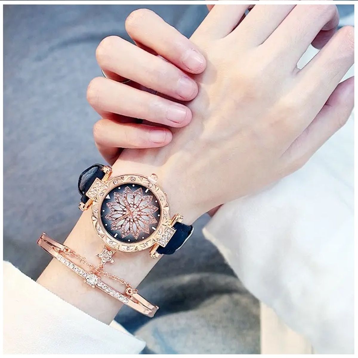 GENERICO - Reloj de lujo Personalizado para Mujeres con Incrustaciones y Pulsera