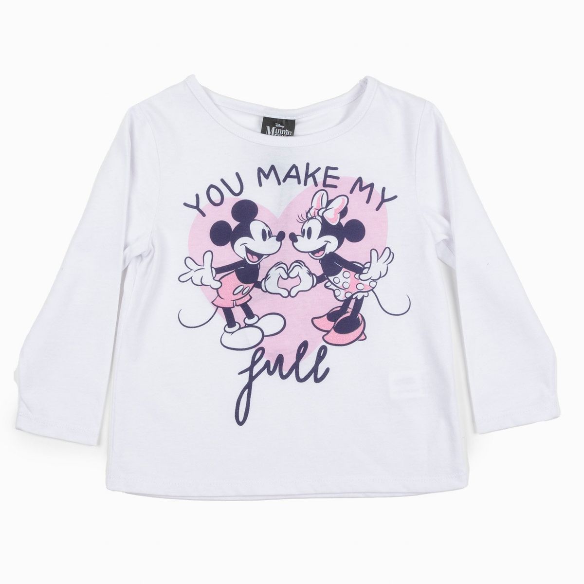 DISNEY - Polera Manga Larga Niña Minnie Corazon Blanco Disney