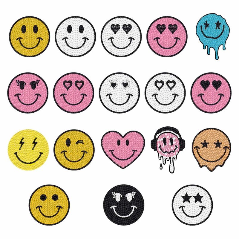 ARTE CONSENTIDO - Pintura con diamantes set stickers Emoji 18 unid