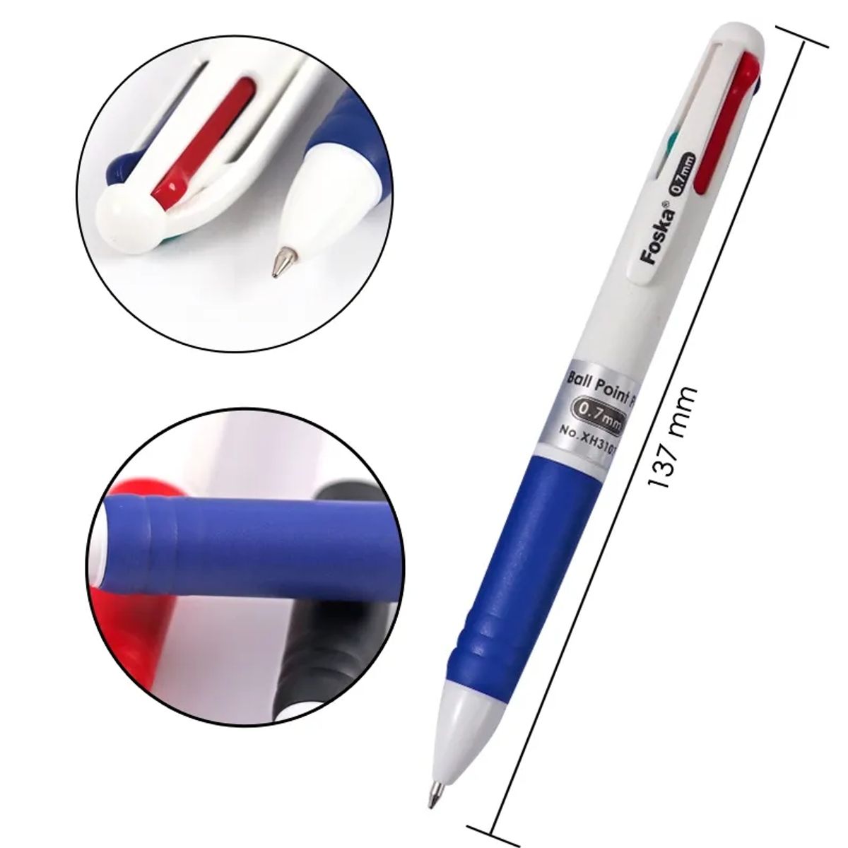 FOSKA - Pack 5 Bolígrafos lapicera 4 colores multifunción