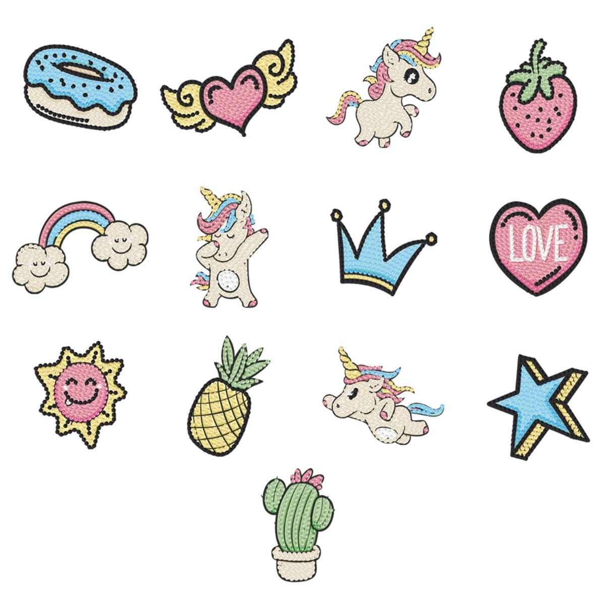 ARTE CONSENTIDO - Pintura con diamantes set stickers Unicornio 13 unid