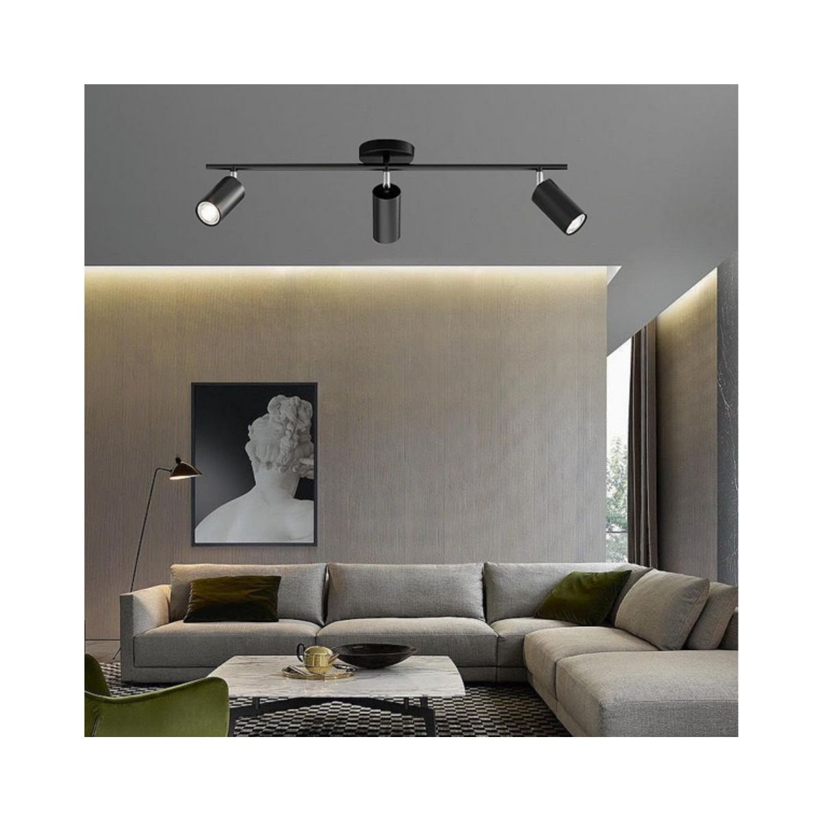 GENERICO - Barra Timo de 3 Luces - Negro Mate