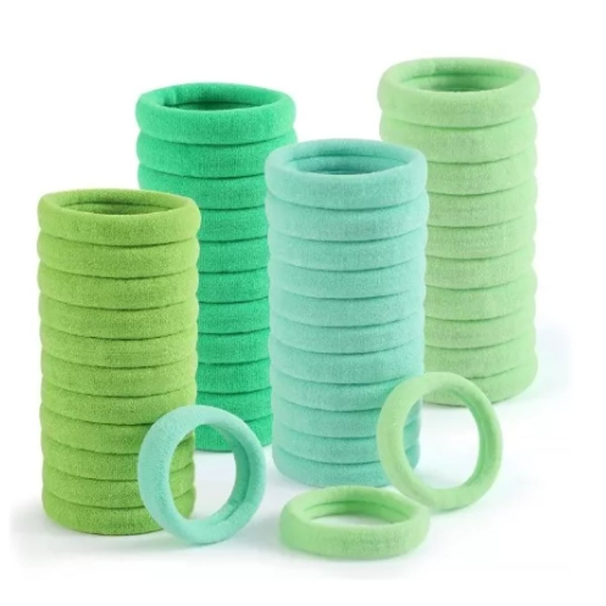 GENERICO - Set 32 Colets Colores Gruesas Para Cabello Pelo Elástico Verde