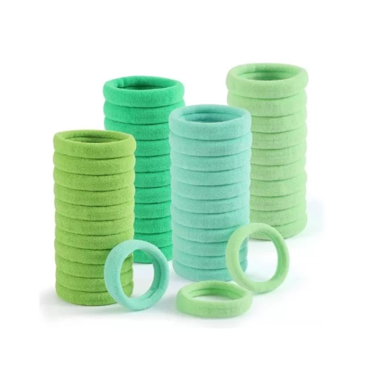 GENERICO - Set 32 Colets Colores Gruesas Para Cabello Pelo Elástico Verde