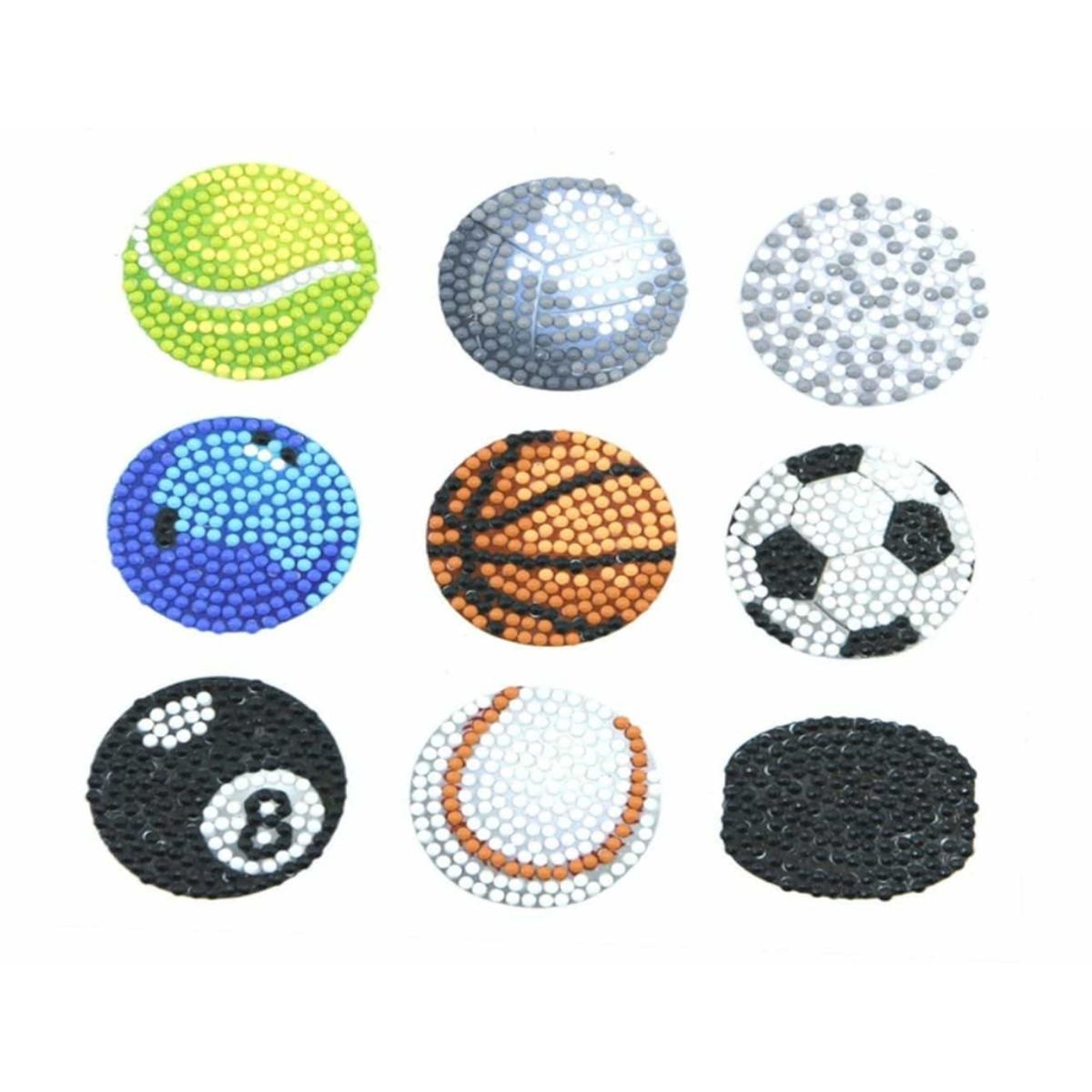 ARTE CONSENTIDO - Pintura con diamantes set stickers Pelotas 9 unid
