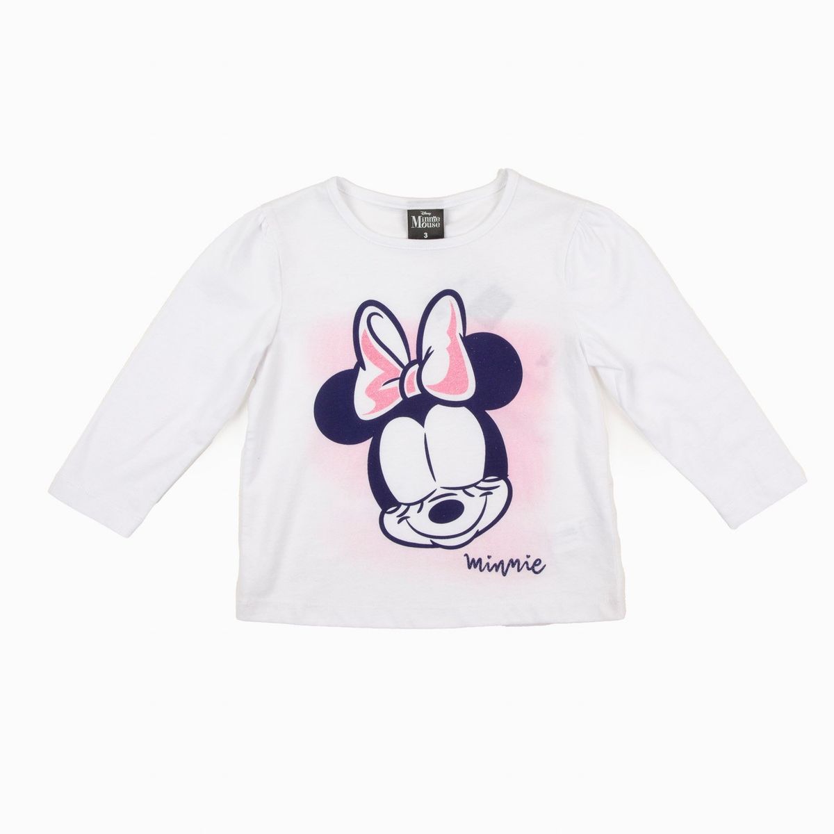 DISNEY - Polera Manga Larga Niña Minnie Ojos Cerrados Blanco Disney