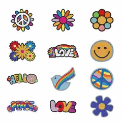 ARTE CONSENTIDO - Pintura con diamantes set stickers Love peace 12 unid