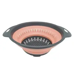 BAZUCA - Colador Plegable Redondo de Silicona para Alimentos - Salmon