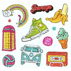 ARTE CONSENTIDO - Pintura con diamantes set stickers Retro 10 unid