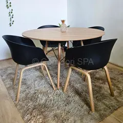 CORI CORI - Juego de Comedor Mesa Wood 100cm + 4 Sillas Cup Negro