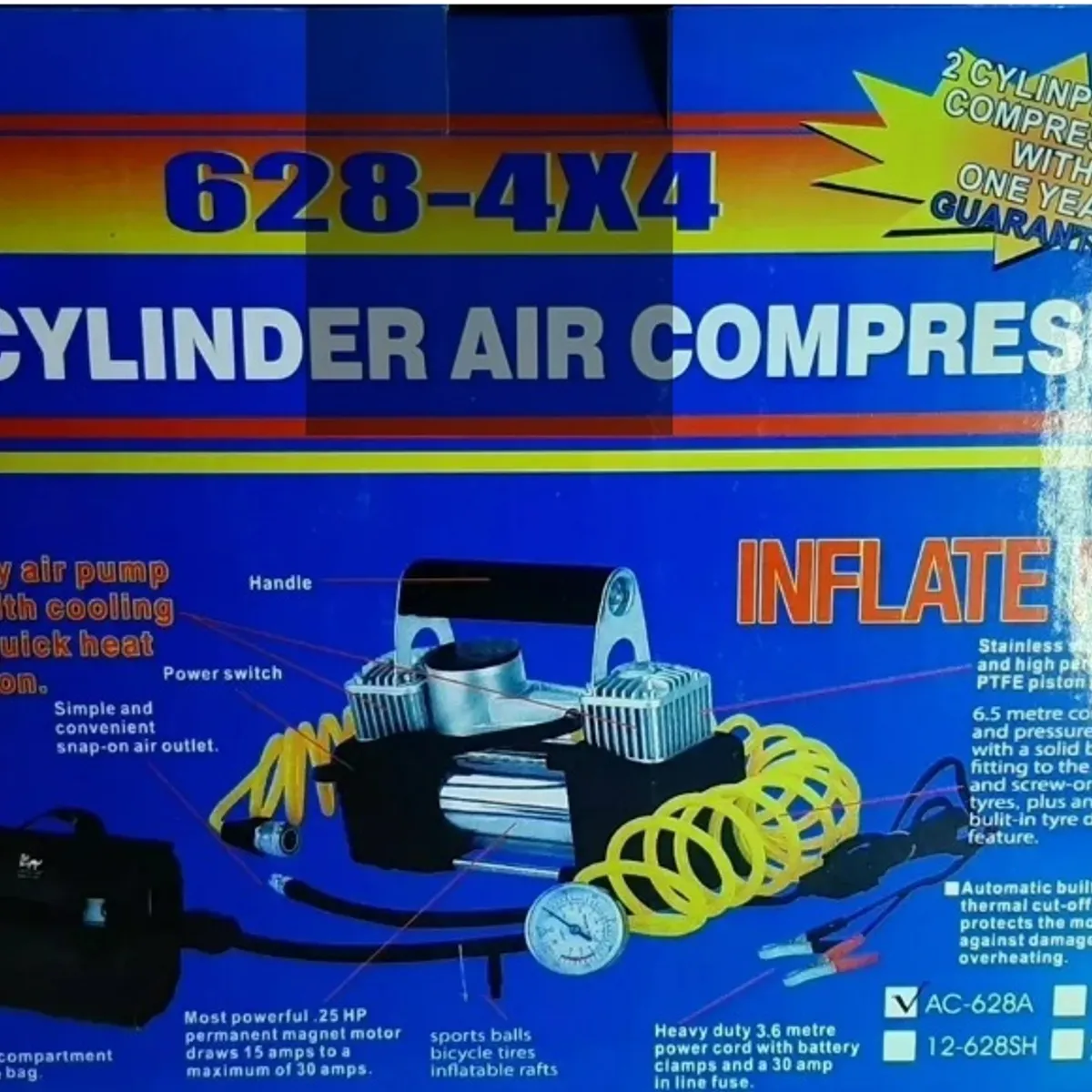 GENERICO - Compresor De Aire Doble Piston Para Auto 12v + Funda