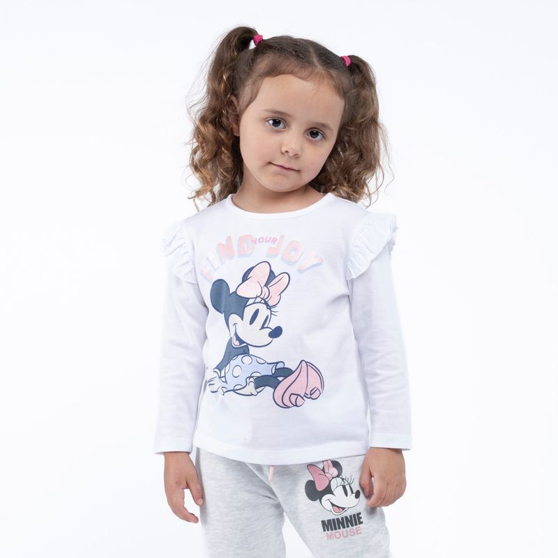 DISNEY - Polera Manga Larga Niña Smile Minnie Blanco  Disney