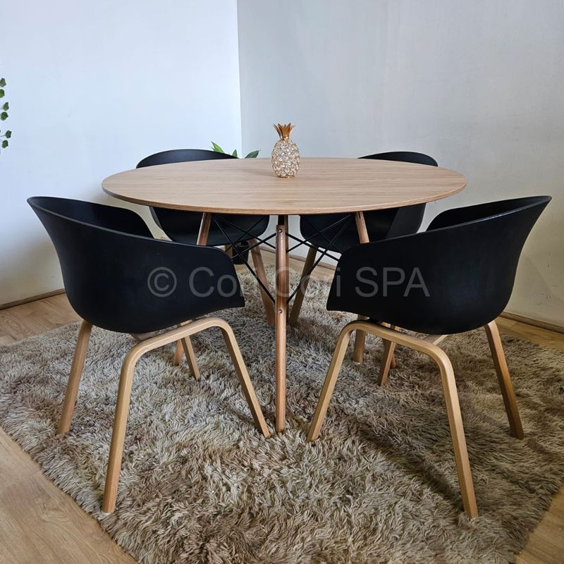 CORI CORI - Comedor Mesa Wood 120cm + 4 Sillas Cup Negro