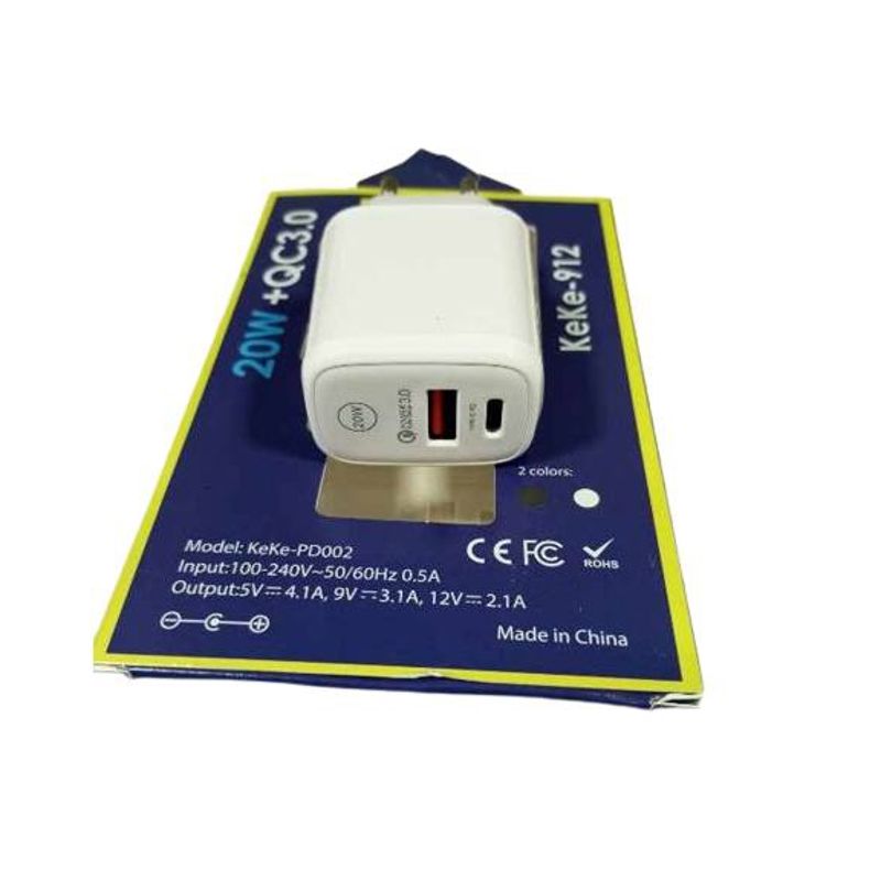 GENERICO - Cargador PD20W+QC3-0 Cargador Rapido keke-912
