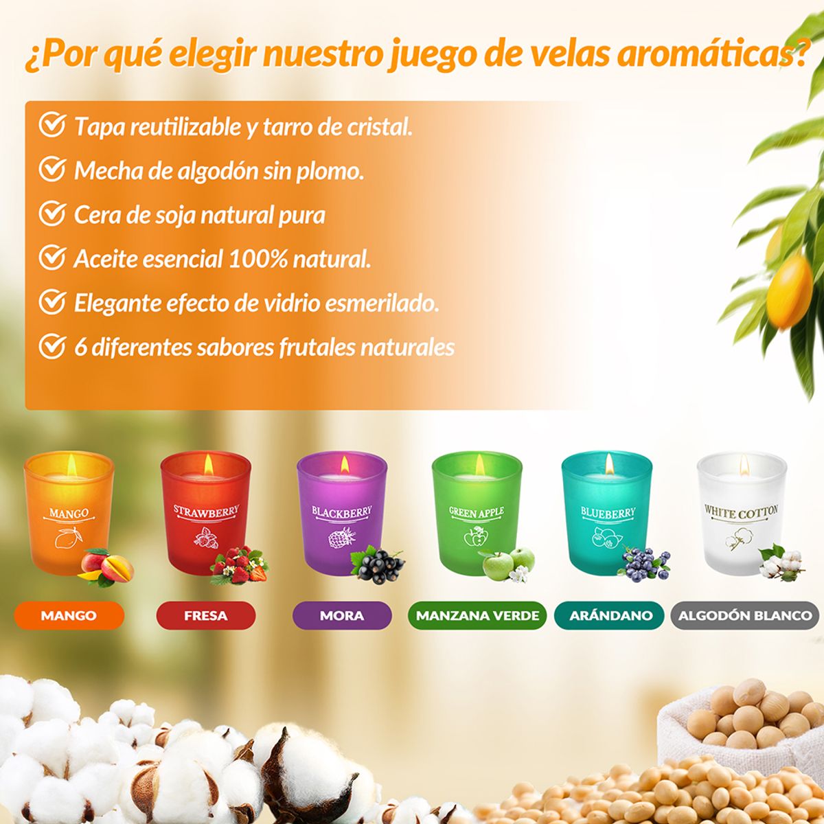 SLOWTON - Velas Aromáticas Para El Hogar Paquete De 6 Pcs