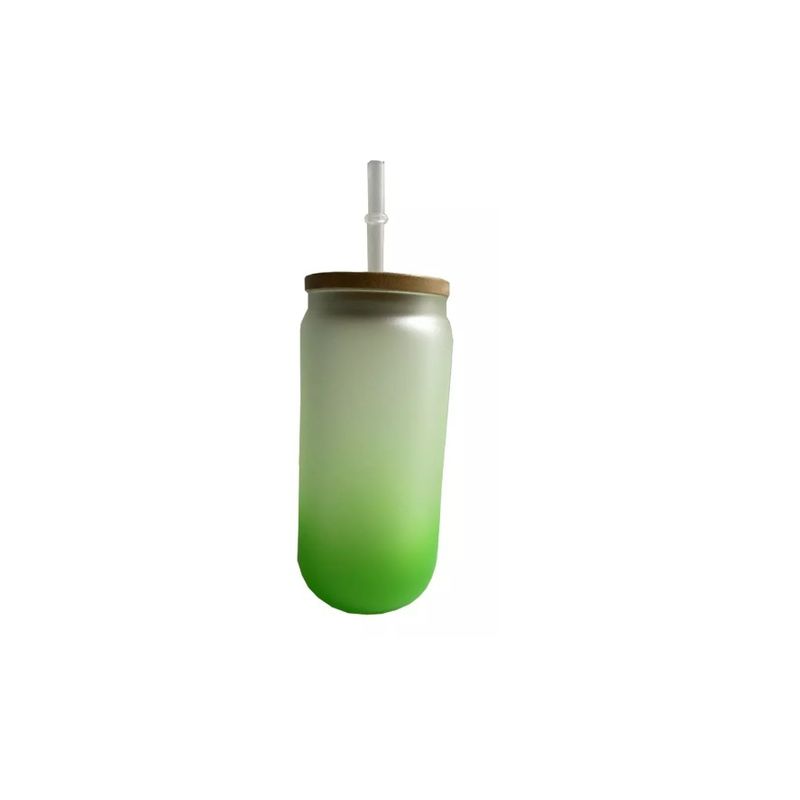 GENERICO - Vasos Glass Sublimación 16oz 500ml Tapa Bambú Y Caja Verde
