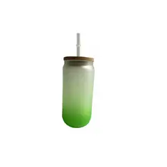 GENERICO - Vasos Glass Sublimación 16oz 500ml Tapa Bambú Y Caja Verde