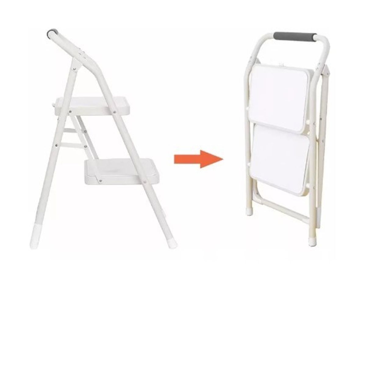 GENERICO - Escalera Plegable 2 Peldaños Multifuncional Color Blanca