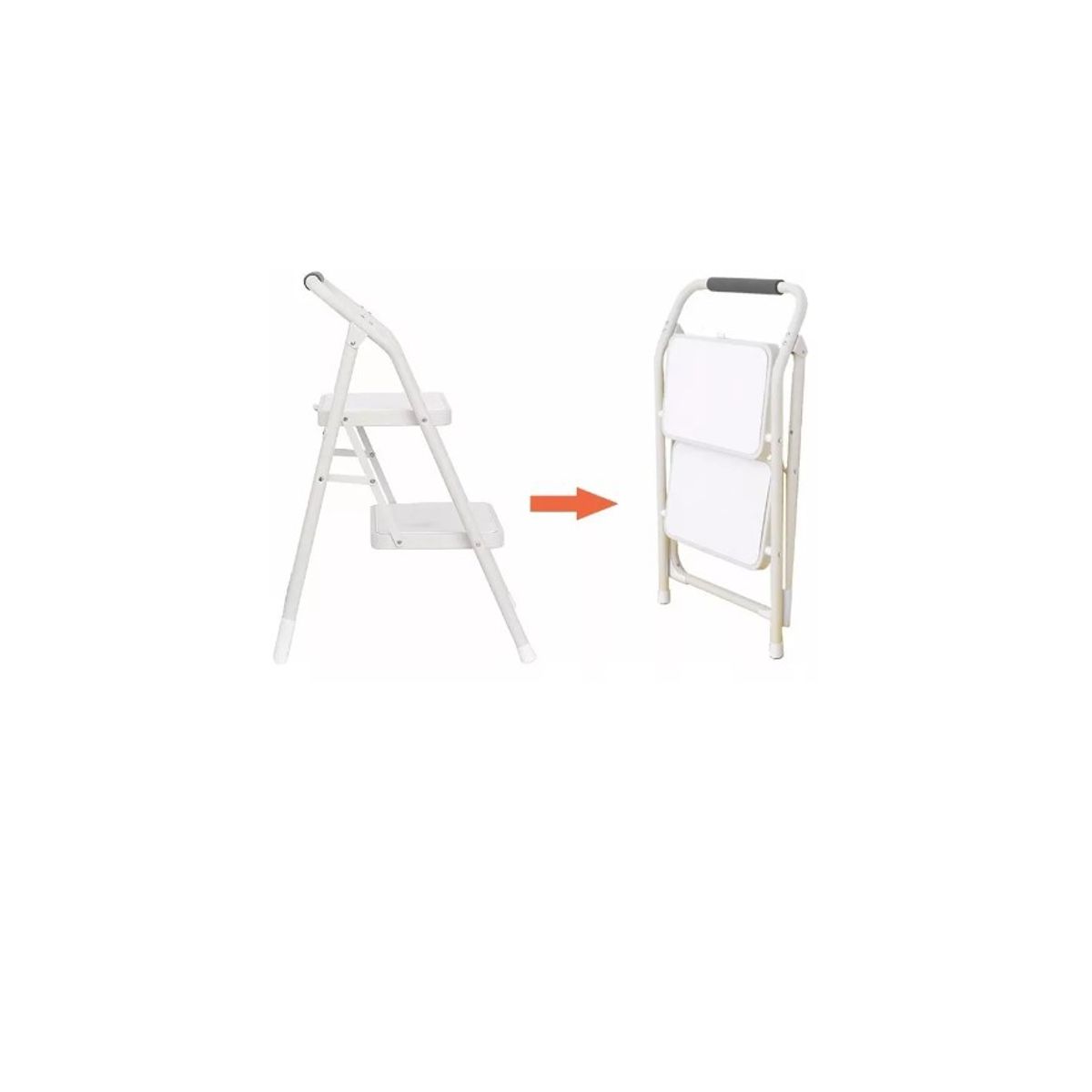 GENERICO - Escalera Plegable 2 Peldaños Multifuncional Color Blanca