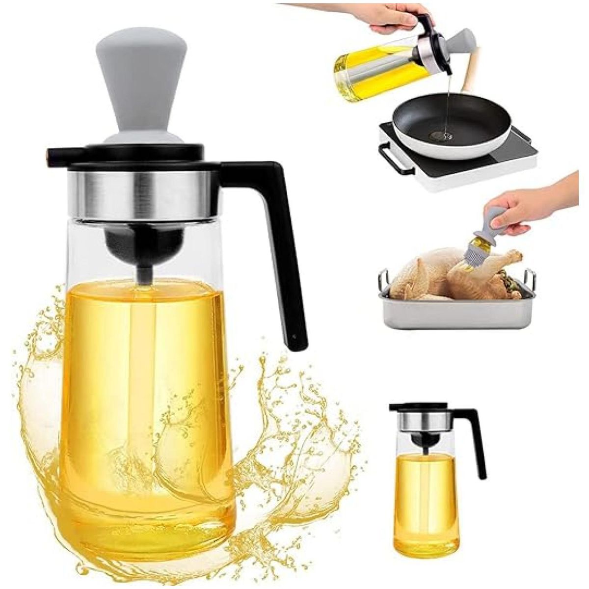 GENERICO - Aceitero De Vidrio 550ml Antigoteo Con Brocha De Silicona