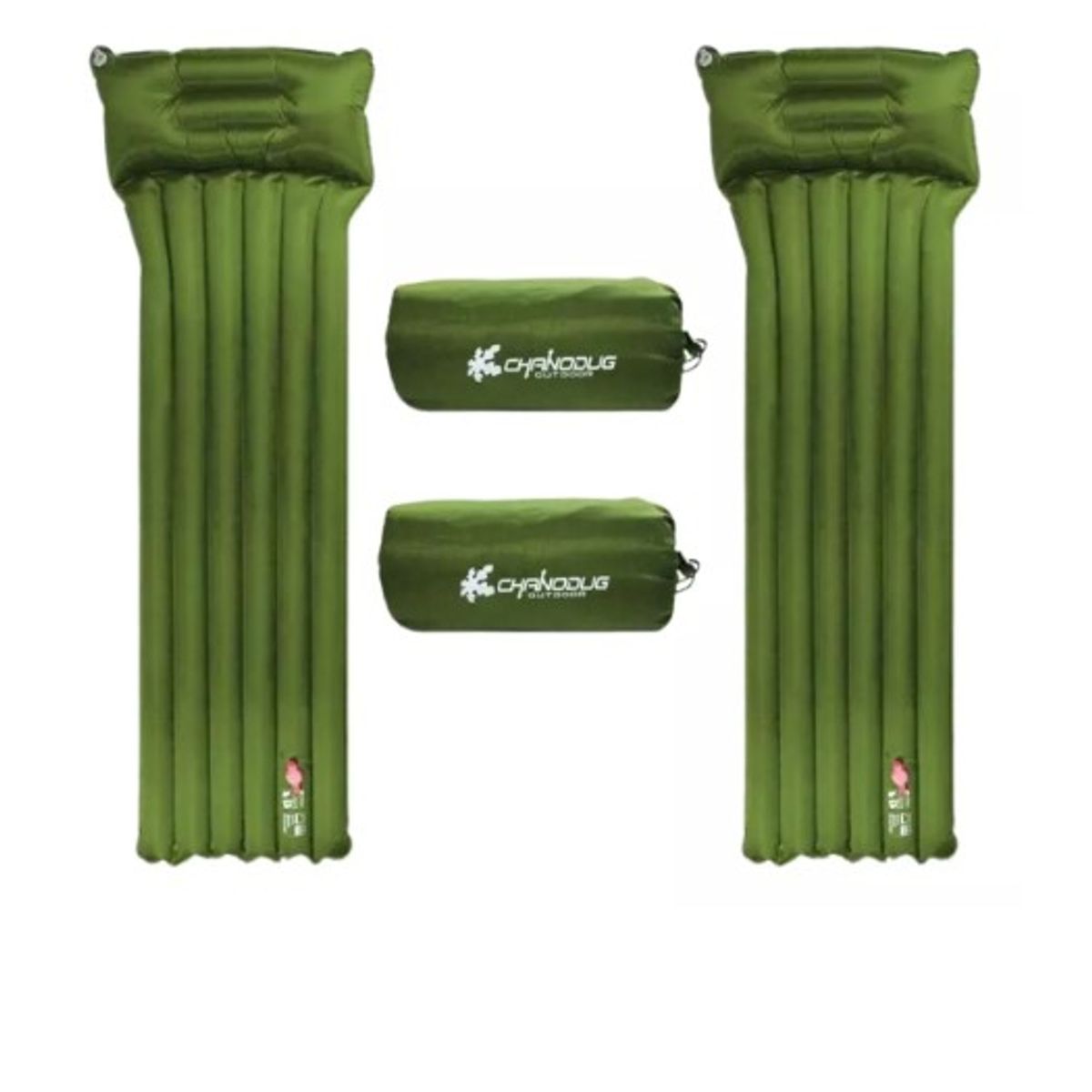 GENERICO - 2 Colchoneta Inflable Plegable Camping Trekking Verde