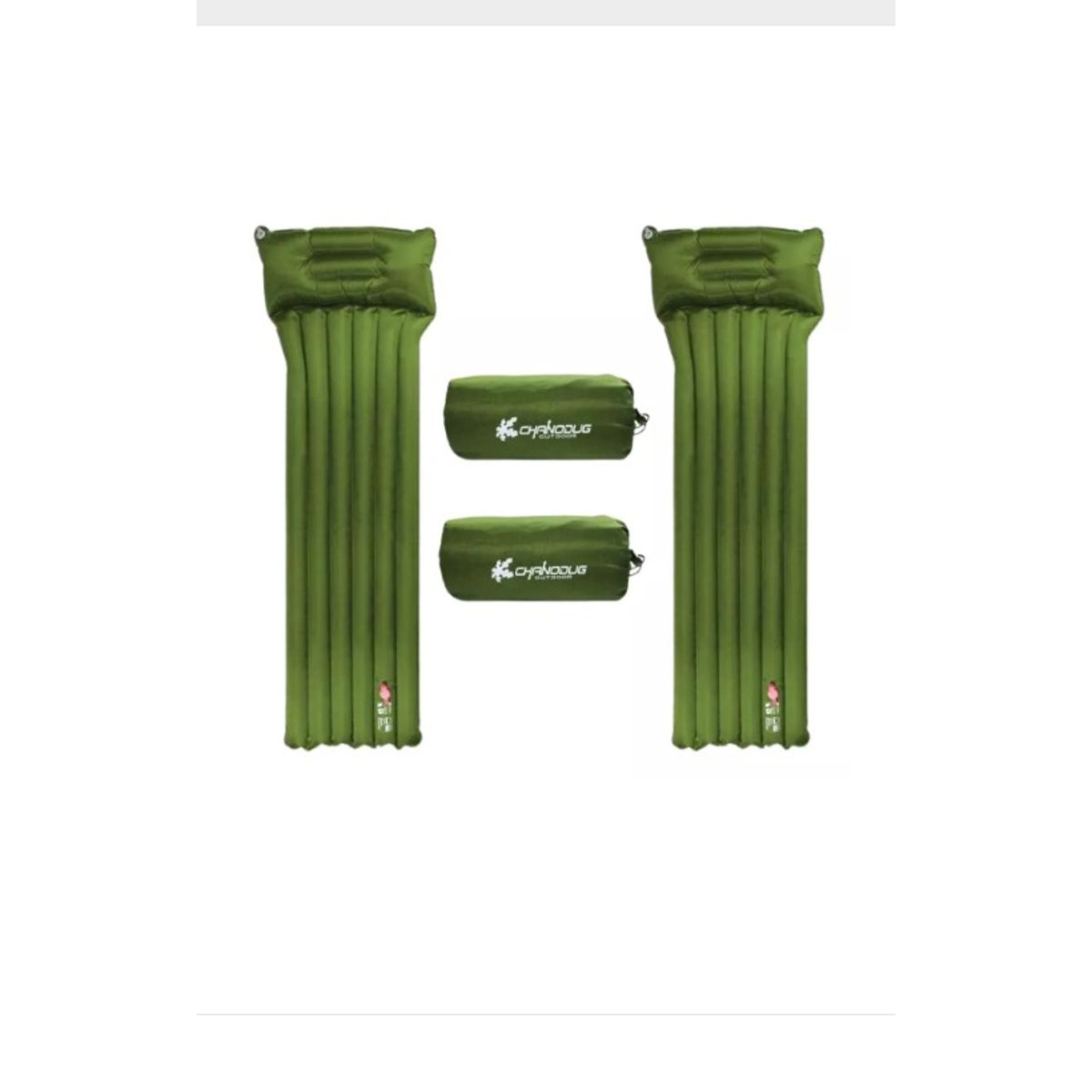 GENERICO - 2 Colchoneta Inflable Plegable Camping Trekking Verde