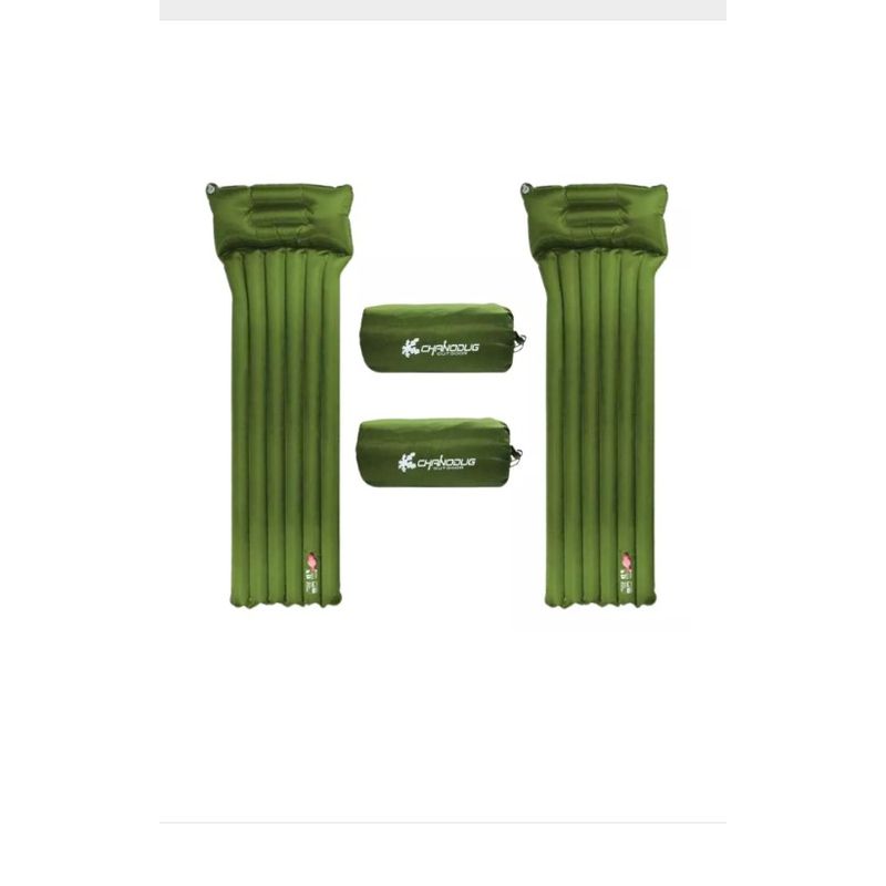 GENERICO - 2 Colchoneta Inflable Plegable Camping Trekking Verde