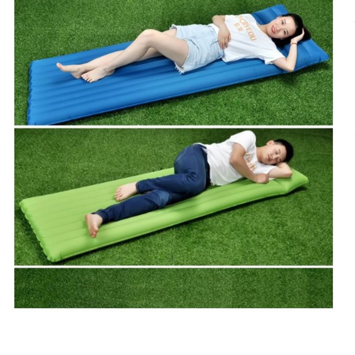 GENERICO - 2 Colchoneta Inflable Plegable Camping Trekking Verde