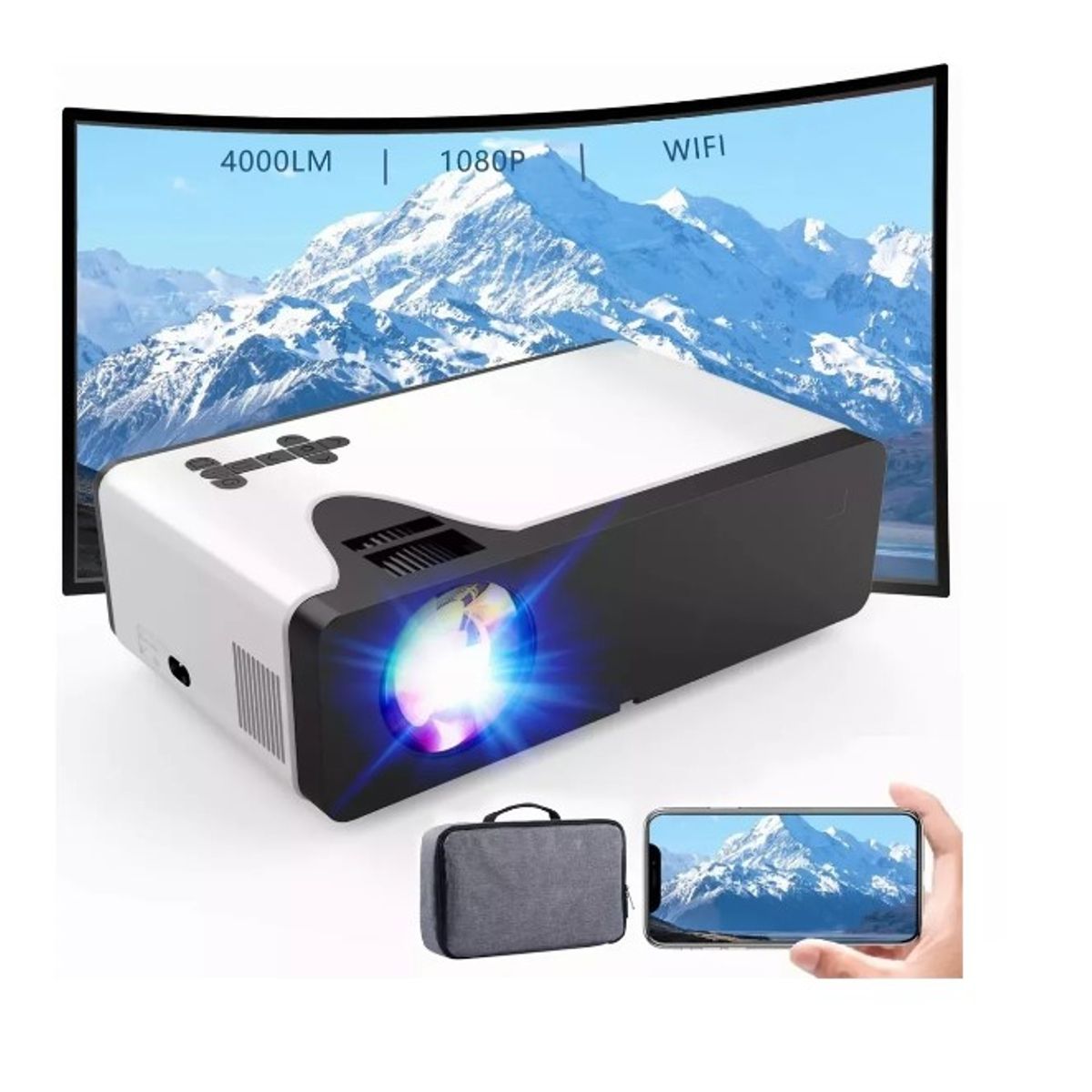 GENERICO - Proyector Portátil Hd 1080p 3000 Lúmenes