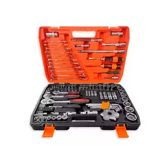 TECNOPRO - Caja Herramientas Set Kit Juego Dados Chicharra Llaves Corona 121 Piezas