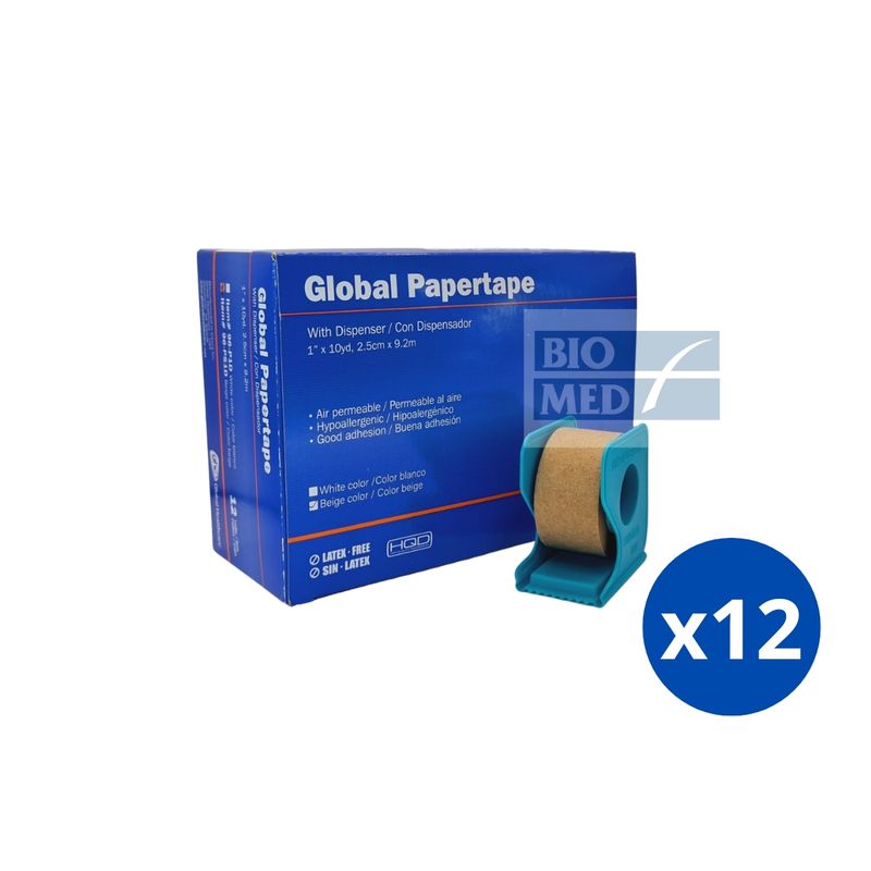 GENERICO - Pack X 12 Cinta Tela Micropore 2.5cm X 9.1m Color Piel Caja