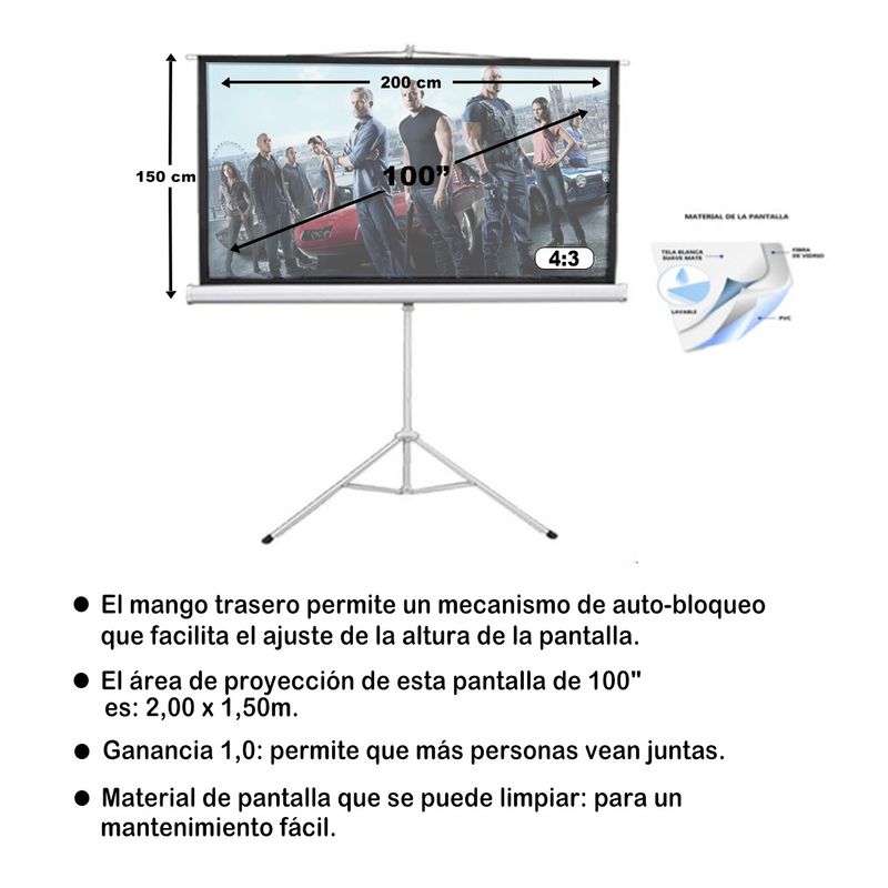 MALIK - TELON CON TRIPODE 200X150 COPA AMERICA PARA EPSON EX3280